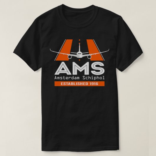 AMS Amsterdam Schiphol Airport Plane Design T-shirt (Design voorkant)
