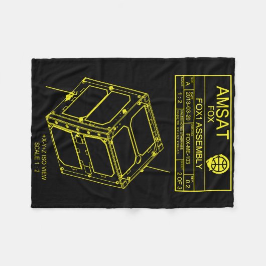 AMSAT Fox-1 Assembly Blanket Fleece Deken (Voorkant (Horizontaal))