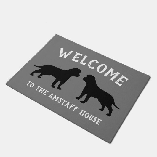 AmStaff American Staffordshire Terrier Silhouettes Deurmat (Schuin)