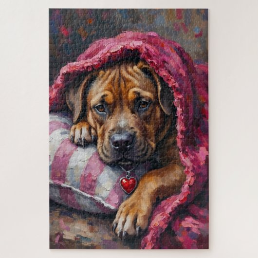 AmStaff Dog Cozy Valentine's Day Snuggle Legpuzzel (Verticaal)