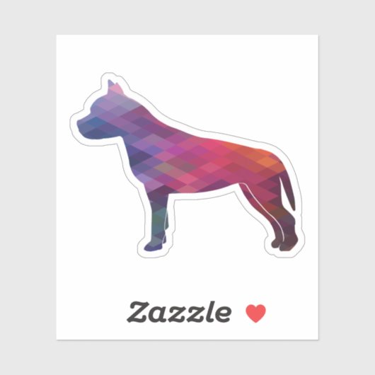 Amstaff Dog Geometric Pattern Silhouette Paars Sticker (Vel)