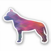 Amstaff Dog Geometric Pattern Silhouette Paars Sticker (Voorkant)