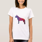 Amstaff Dog Geometric Pattern Silhouette Paars T-shirt (Voorkant)