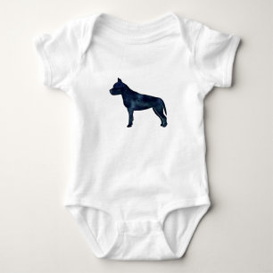 Amstaff Dog Silhouette Black Waterverf Romper