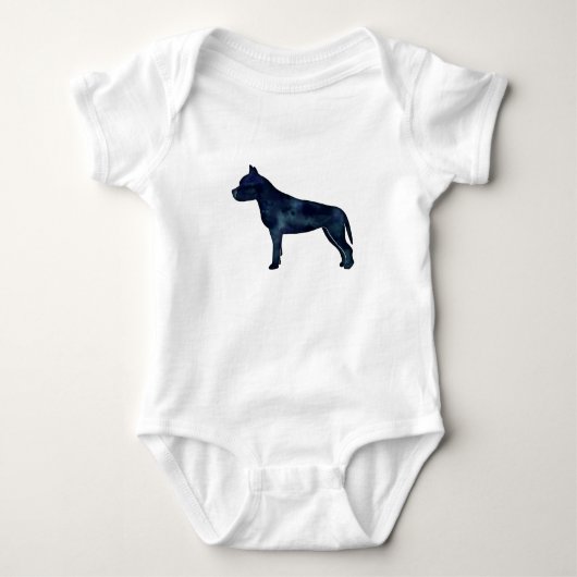 Amstaff Dog Silhouette Black Waterverf Romper (Voorkant)
