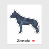 Amstaff Dog Silhouette Black Waterverf Sticker (Vel)