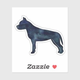 Amstaff Dog Silhouette Black Waterverf Sticker