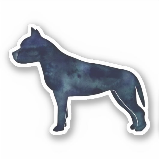 Amstaff Dog Silhouette Black Waterverf Sticker (Voorkant)