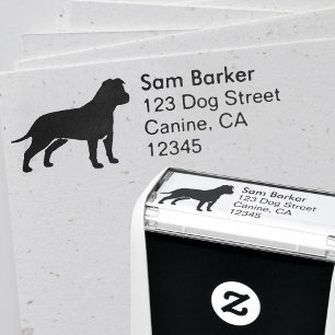 AmStaff Dog Silhouette Return Address Zelfinktende Stempel