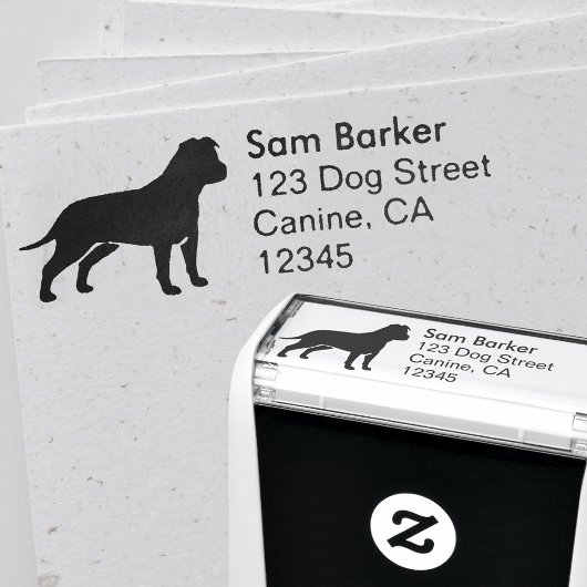 AMstaff hond silhouet retouradres Zelfinktende Stempel