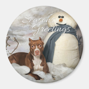 AmStaff "Sasons Greetings" Round Magnet