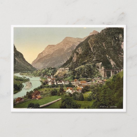 Amsteg, spoorweg, Gotthard, Sw Briefkaart (Voorkant)