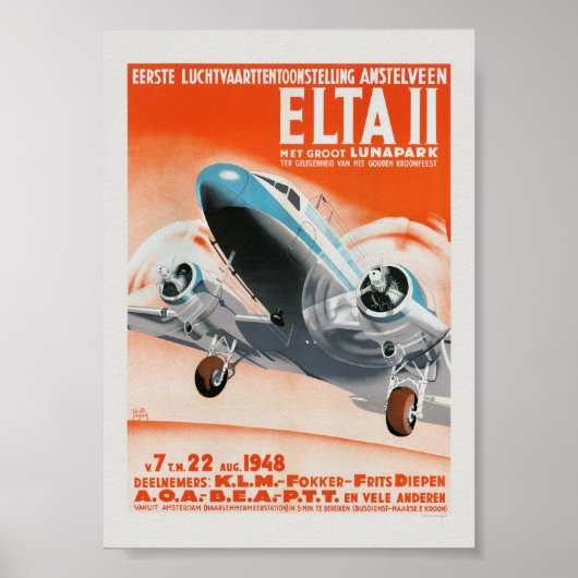 Amstelveen ELTA II Nederland Vintage Poster 1948 (Voorkant)