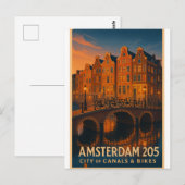 Amsterdam 2025 – City of Canals & Bikes Briefkaart (Voorkant / Achterkant)