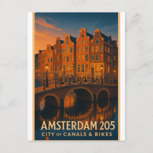 Amsterdam 2025 – Stad van Grachten & Fietsen Briefkaart