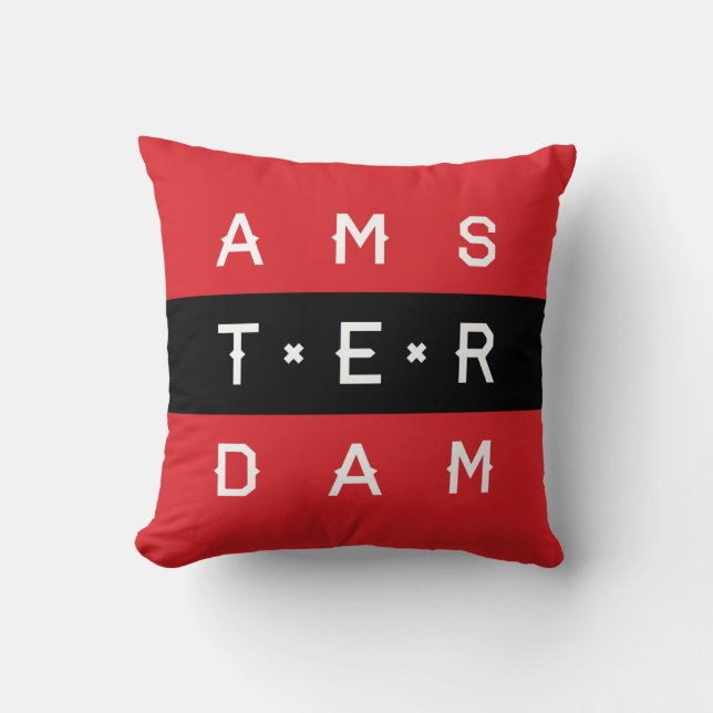Amsterdam 3 Line Typografisch Kussen (Voorkant)