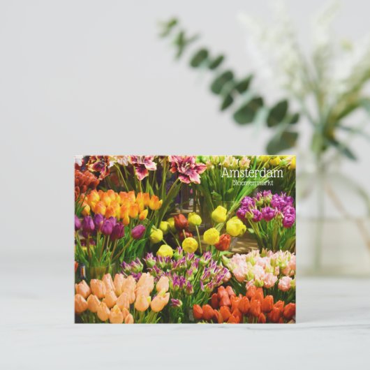 Amsterdam - aanloopmarkt briefkaart (Staand voorkant)