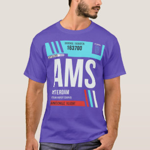 Amsterdam AMS Airport Code Bagage Label 2 T-shirt