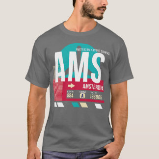 Amsterdam AMS Airport Code Bagage Label 3 T-shirt
