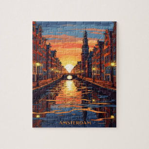 Amsterdam ansichtkaart Holland vintage reis Legpuzzel