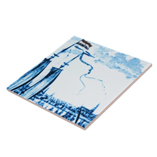 Amsterdam Antiek Scheepswerftware  Kijk B3 Tegeltje (Zijkant)