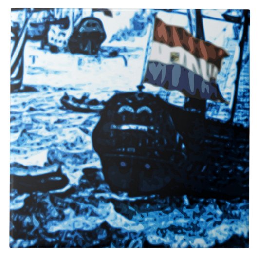 Amsterdam Antiek Scheepswerftware  Kijk C2 Tegeltje (Voorkant)