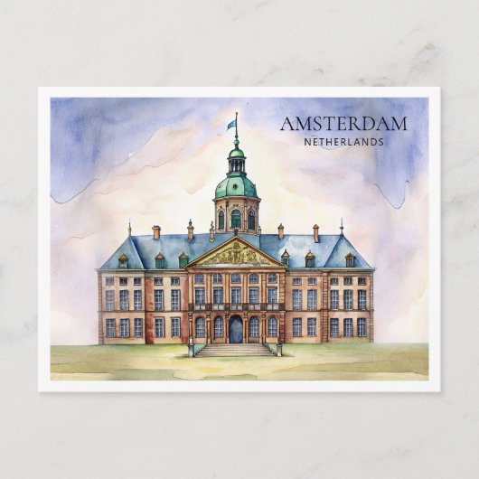Amsterdam Aquarel Ansichtkaart Feestdagenkaart (Voorkant)