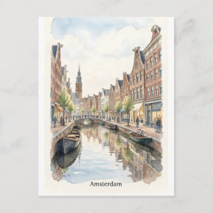 Amsterdam aquarel kunst briefkaart