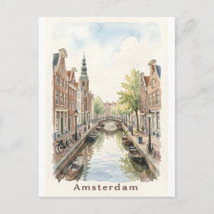 Amsterdam aquarel kunst briefkaart