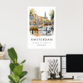 Amsterdam Aquarel Poster Amsterdam Reisprent (Thuiskantoor)