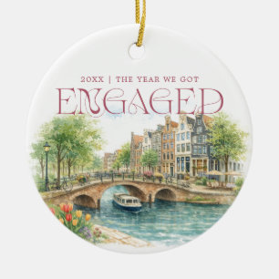 Amsterdam Aquarel Verlovingsfoto Keramisch Ornament