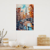 Amsterdam Aquarel Vintage Nationale Ski Poster (Keuken)