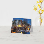 Amsterdam at Dusk, Merry Christmas Kaart (Gele Bloem)