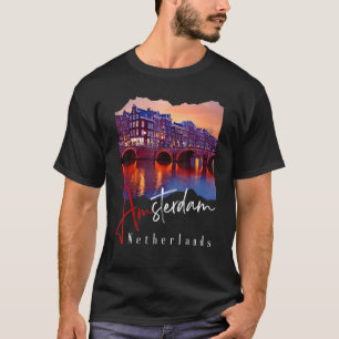 Amsterdam at nachts - nederland nederland - amster t-shirt