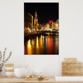 Amsterdam at night in Amsterdam Nederland Poster (Keuken)