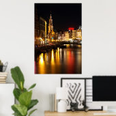 Amsterdam at night in Amsterdam Nederland Poster (Thuiskantoor)
