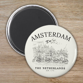Amsterdam Beautiful Vintage Scene Magneet