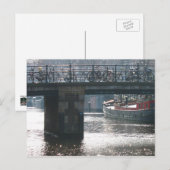 Amsterdam Bicycle Bridge Canal Photo Briefkaart (Voorkant / Achterkant)