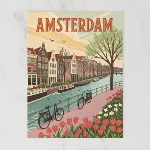 Amsterdam bij Canal in Retro Style Briefkaart
