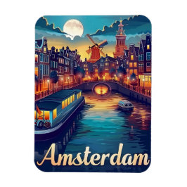 Amsterdam bij nacht magneet