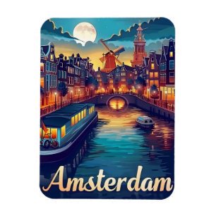 Amsterdam bij nacht magneet
