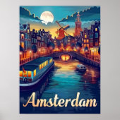 Amsterdam bij nacht poster (Voorkant)