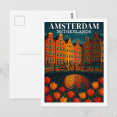 Amsterdam bij Night Flowers & Bicycles Briefkaart (Voorkant / Achterkant)
