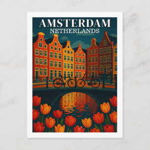 Amsterdam bij Night Flowers & Bicycles Briefkaart