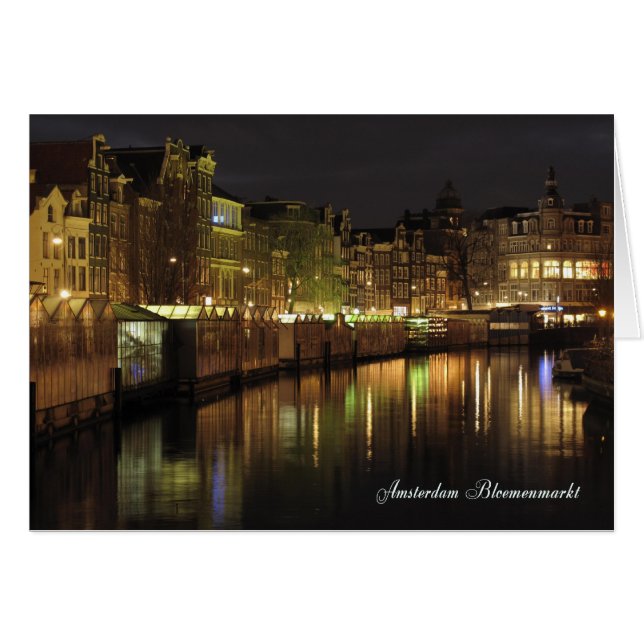 Amsterdam Blokkeermarkt 's nachts (Voorkant Horizontaal)