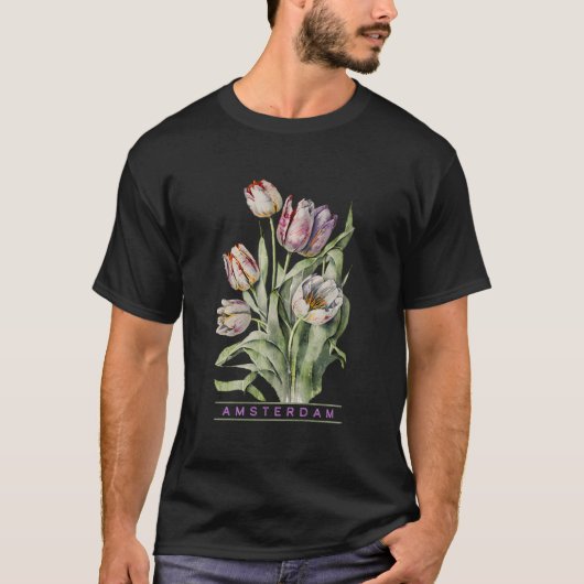 Amsterdam Botanische Tulp Bloem Op Zoek T-shirt (Voorkant)