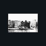 Amsterdam bouwt zwart-witte muurkunst canvas afdruk<br><div class="desc">Amsterdam gebouwen: zwart-witte zilverwandkunst</div>