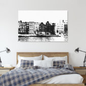 Amsterdam bouwt zwart-witte muurkunst canvas afdruk (Insitu (Slaapkamer))