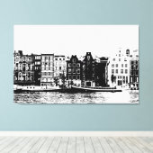 Amsterdam bouwt zwart-witte muurkunst canvas afdruk (Insitu (Houten vloer))