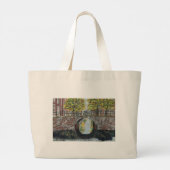 Amsterdam Bridge en Canal Scene in het najaar Grote Tote Bag (Achterkant)
